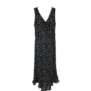 Nine West women’s silk dress sz 8 black floral ruffle fairy grunge whimsigoth